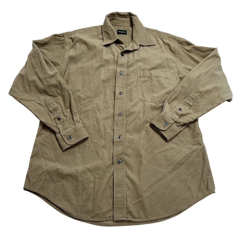Bossini Corduroy Long Sleeve Button Up Shirt in Tan